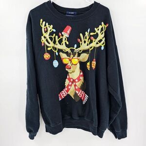 American rag xl christmas sweater sweatshirt black reindeer ugly